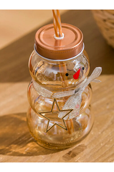 LC Waikiki Lcw Home Mixed Snowman Figured Glass Cup with Straw 250 ml