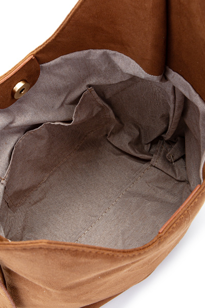 minebag Suede Curved Detailed Mona Handbag Brown