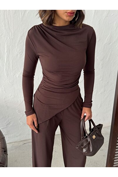 moda paketi Draped Jersey Asymmetric Double Suit