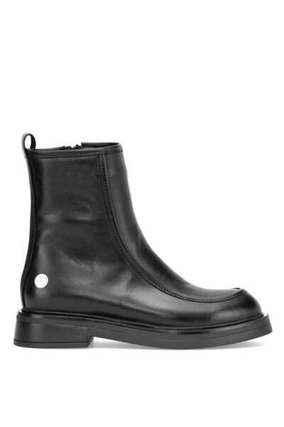 Mammamia D25KB-8150 Γυναικείες φλατ μπότες από γνήσιο δέρμα μαύρο