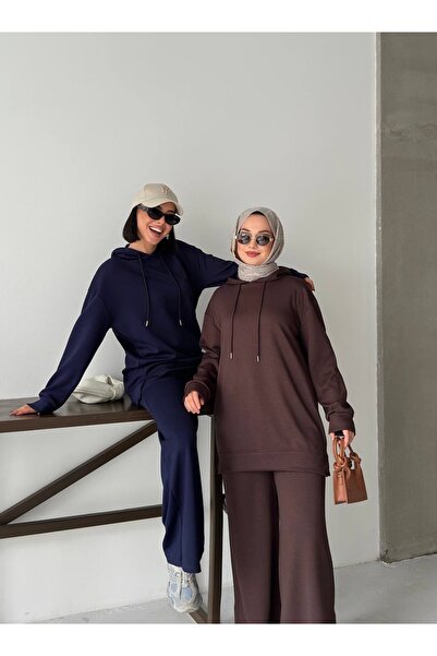 MODA CESE طقم ملابس علوي وسفلي بغطاء للرأس من قماش المودال