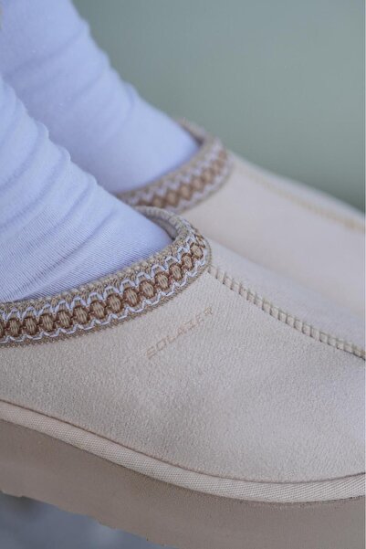 SOLAZER Women's Black Thick Soled Fur Slippers Boots 038-3