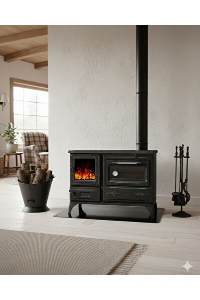 Reyo Stove Kırkgöze Büyük Camlı Fırınlı Şömine Soba