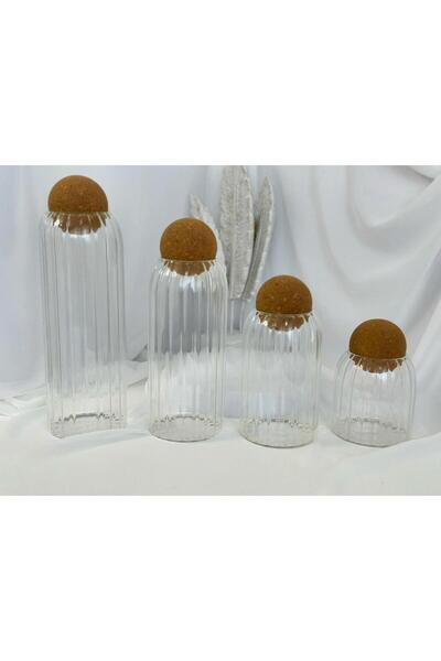 aden glass Mushroom Lid Spice Jar Legume Jar Multi-Purpose Set of 4 9*10cm 9*...