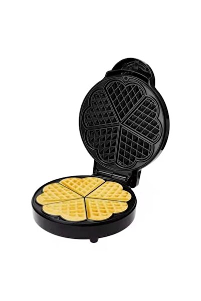 Silen Waffle Maker, 1000W, 5 Heart-Shaped Waffles, Dual-Side Heating, Non-Stick, Black
