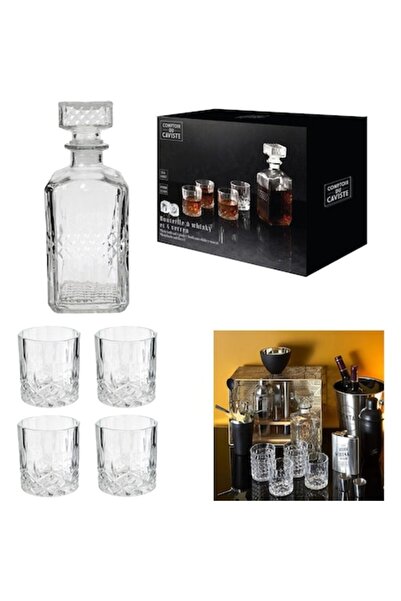 Cook Concept Whisky Decanter and Glasses Set – 4x200ml, 940ml Decanter, Transparent