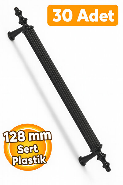 Badem10 (SERT PLASTİK) 30 Adet Polavit 128 Mm Siyah Mobilya Mutfak Çekmece Do...