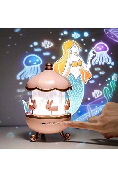 NEONI جهاز عرض ليلي للأطفال على شكل أرنب سماء نجمية مجرة، دوران 360 درجة، LED...