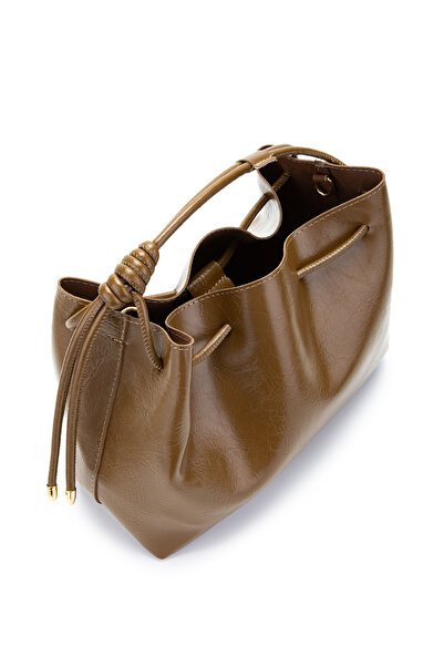 minebag Ruched Detail Yavru Çantağı Elin Women's Crossbody Bag Mink