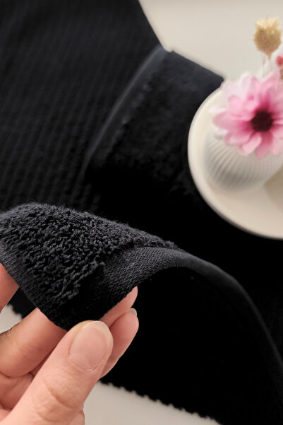 Sevim Πετσέτες χεριών από 100% βαμβάκι 2 τεμαχίων - Μοντέρνο σχέδιο με ρίγες - Μαλακή υφή - Μαύρο χρώμα