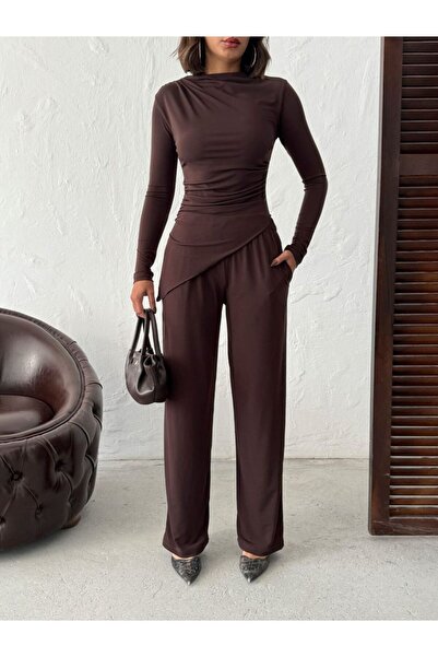 moda paketi Draped Jersey Asymmetric Double Suit