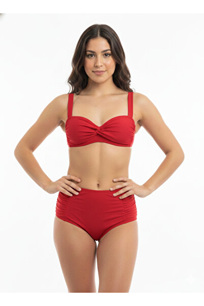 My-o Women's High Waist Shaping / Sculpting Side Gathered Draped Bikini Set