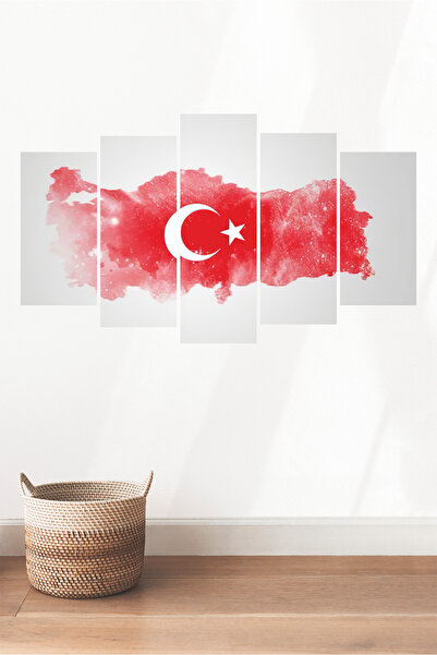 TABLOX Türk Bayrağı Türkiye 5 Parçalı MDF Tablo Seti Hediyelik Eşya