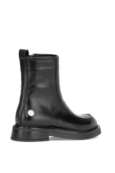 Mammamia D25KB-8150 Γυναικείες φλατ μπότες από γνήσιο δέρμα μαύρο