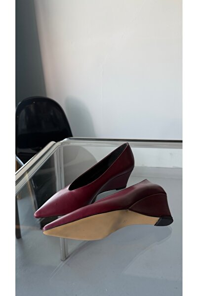 Eataly Shoes Alba Burgundy Leather Wedge Heeled Women's Shoes