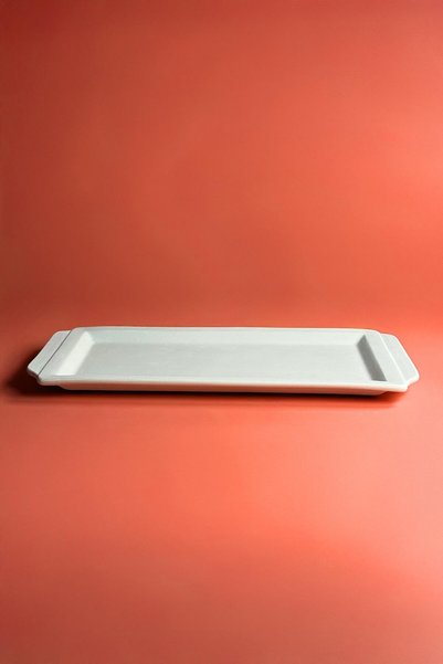 Ceramingo Flat Handled Tray Ceramic Biscuit