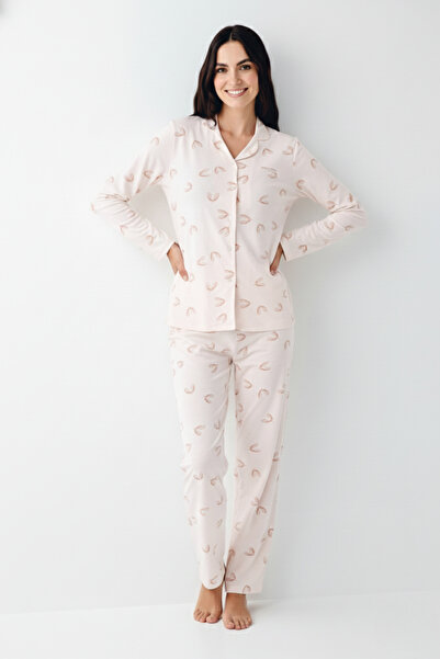 Pierre Cardin Women Dusty Pink Full Buttoned Shirt Collar Modal-Cotton 2 Pcs Pajama Set Vr.11.P90.C64.Y01