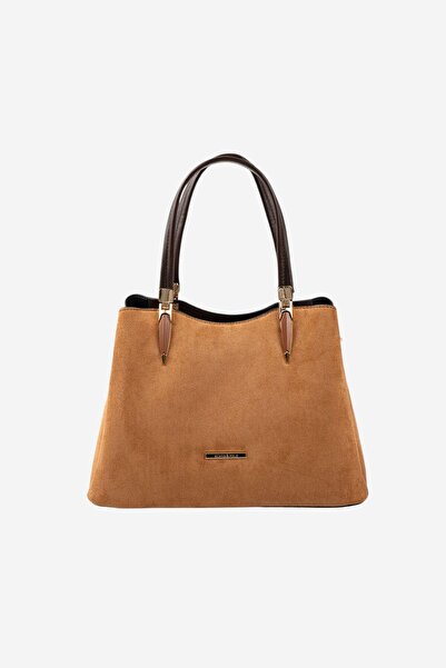 Silver Polo SP1205 Geantă de mână pentru femei din piele intoarsa maro-maro