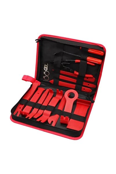 Kludoo Set de 16 scule pentru demontarea ornamentelor și clemelor auto roșii