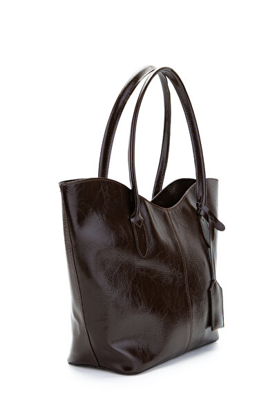 minebag Double Handle Faux Leather Hype Women's Shoulder Bag Brown