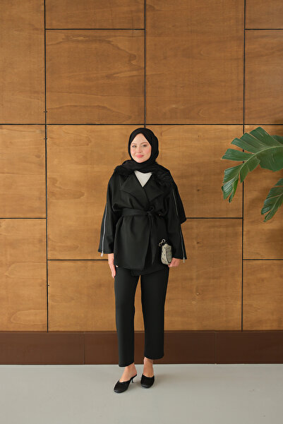 LOCCO Women's Sleeves Zipper Detail Suit Black