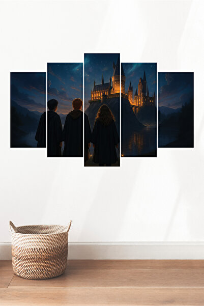 TABLOX Harry Potter Hogwarts Manzara 5 Parçalı MDF Tablo Seti Hediyelik Eşya