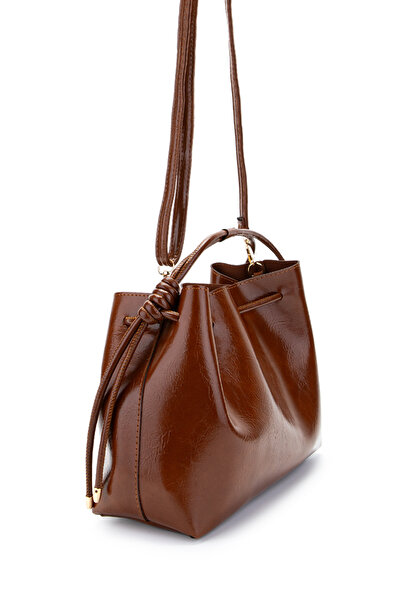 minebag Ruched Detail Yavru Çantaı Elin Women's Crossbody Bag Brown