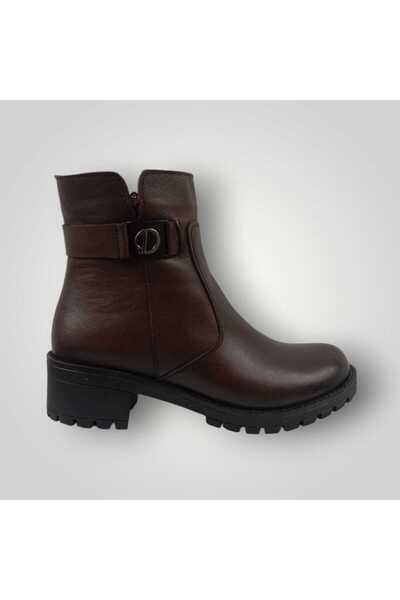 iskarpino Γυναικείες μπότες από γνήσιο δέρμα καφέ με φερμουάρ