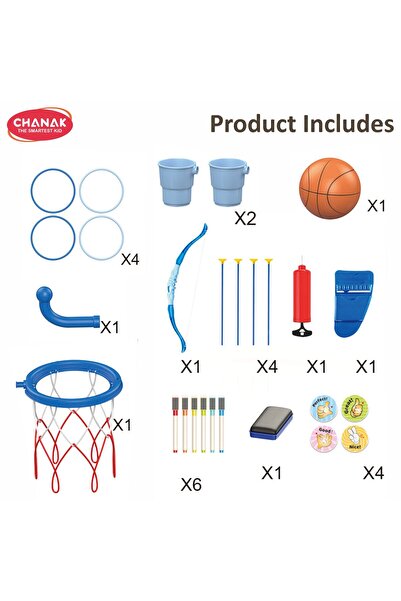 Chanak 4-in-1 Kids Sketchpad & Sports Board – Drawing Easel, Basketball, Ring Toss & Archery Set