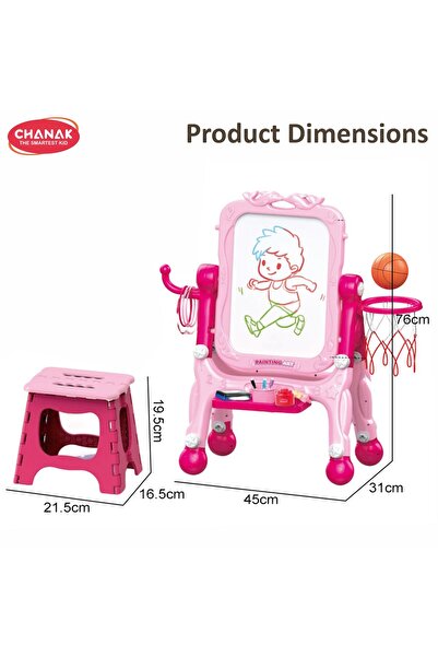 Chanak 4-in-1 Dresser & Sketchpad Playset – Makeup Vanity, Drawing Board, Basketball for Kids 3+