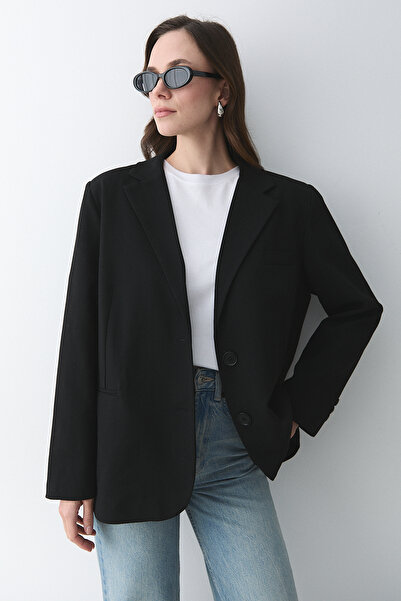 Laluvia Black Blazer Jacket - 7619