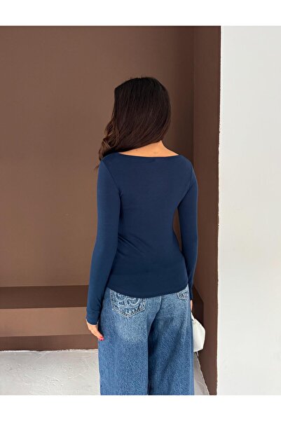 Elaxi Women's Boat Neck Finger-Looped Long Sleeve Full Stretch Fabric Cotton Viscose Buzzy Body T-Shirt