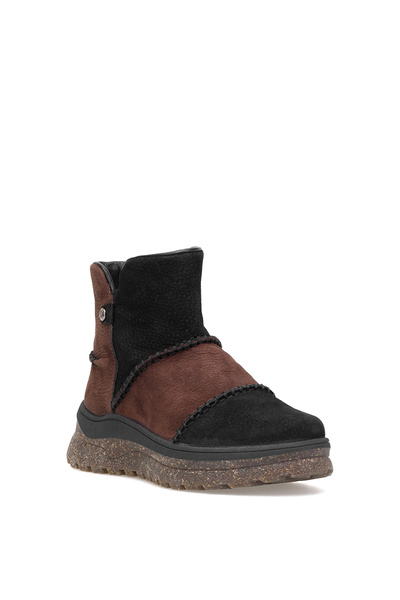 Mammamia D25KB-4090 Γυναικείες φλατ μπότες από γνήσιο δέρμα Nubuck Μαύρο