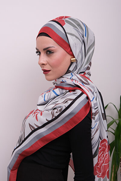 49eyşanipek Vibrant Floral Patterned Digital Soft Shawl