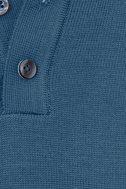 Tudors Men's Standard Fit Regular Cut Cotton Polo Neck Indigo Sweater