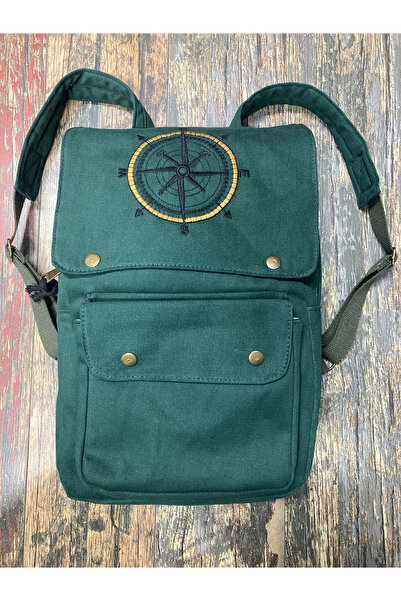 street&bagdnz Compass Embroidery Backpack Daily Use Travel Camping School Bag