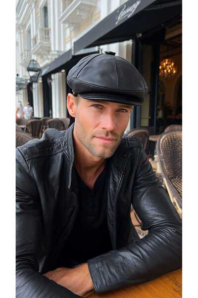 LAGRANZE Vintage Rider Men's Leather Cap