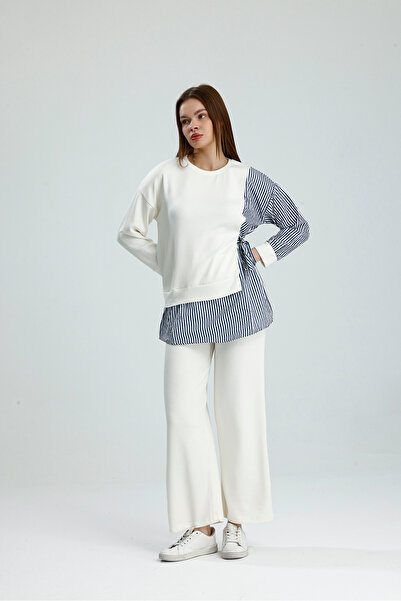 vikitekno Women's Hijab Two-Piece Set Shirt Sleeve Detailed Modal Set