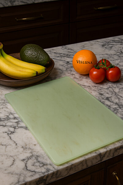 VİSLUNA Glass Cutting Board - Glass Cutting Table Break Resistant Oval Edged ...