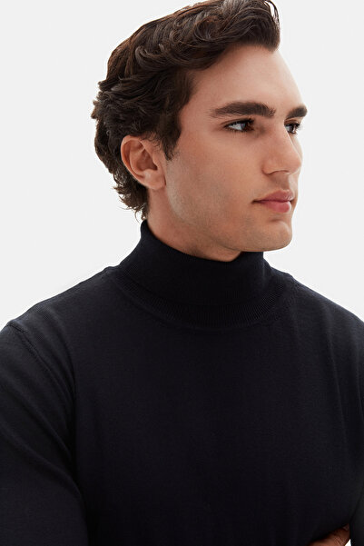D'S Damat Ds Damat Regular Fit Navy Blue Plain Knit Sweater