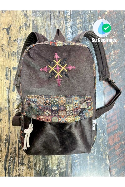 street&bagdnz Αδιάβροχο Nubi Ethnic Αυθεντικό Σακίδιο πλάτης με κεντημένο μοτ...