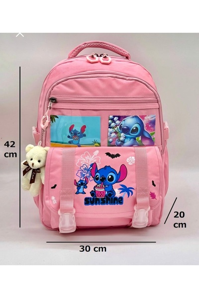 JOJO KIDS Girl's Stitch Elementary School Backpack, Waterproof Bag, Set of 3