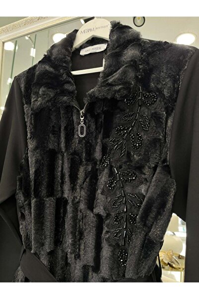 MRM MERAM BUTİK Hale Fourrure Angora Jacket - Black - 1