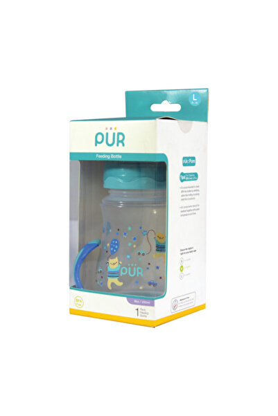 Pür PUR 9023 – WIDE-MOUTH BABY BOTTLE, PATTERN AND HANDLES green +6 MONTHS, 250ML