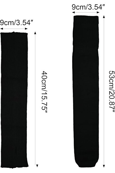 DELPI - Set of Long Leg Warmers and Fingerless Gloves, Black, One Size