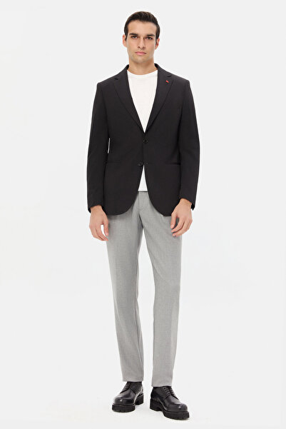 Twn Slim Fit Black Dobby Fabric Jacket