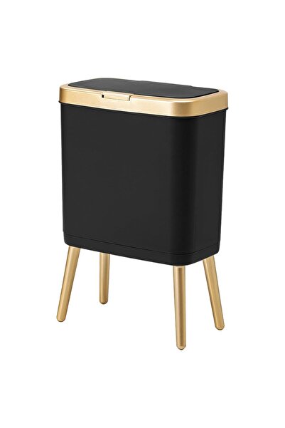Generic Procade 15L Plastic Trash Bin with Press-Button Lid (Black with Gold ...