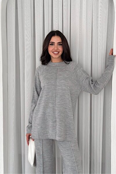 Noi Belis Basic Oversized Sweater Pants Knitwear Bottom-Top Set Aw25Au0043