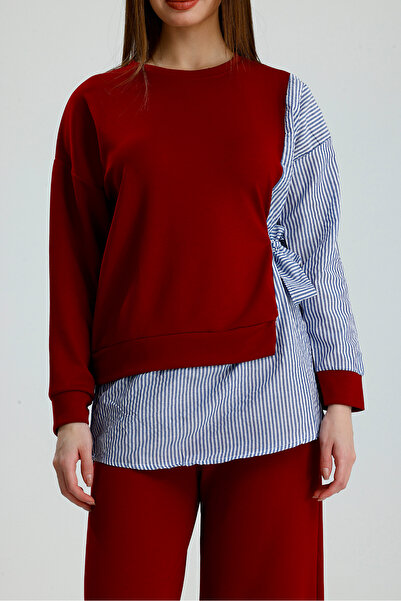 vikitekno Women's Hijab Two-Piece Set Shirt Sleeve Detailed Modal Set