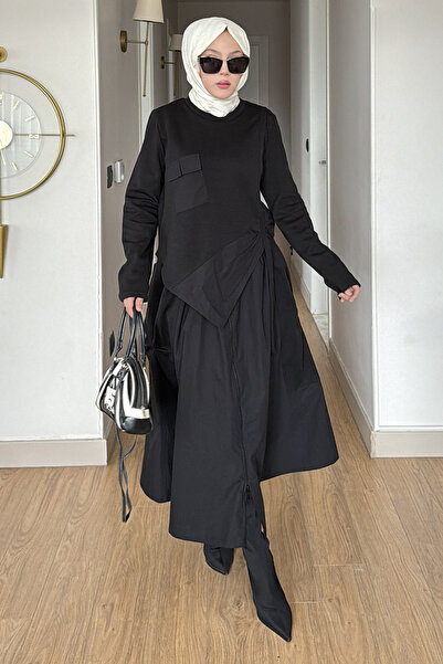 SaklıButik Andria Asymmetrical Zippered Skirt Suit